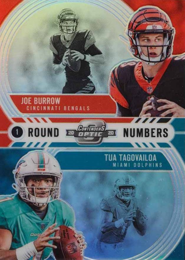 2020 Panini Contenders Round Numbers Joe Burrow/Tua Tagovailoa #RNBT Football Card