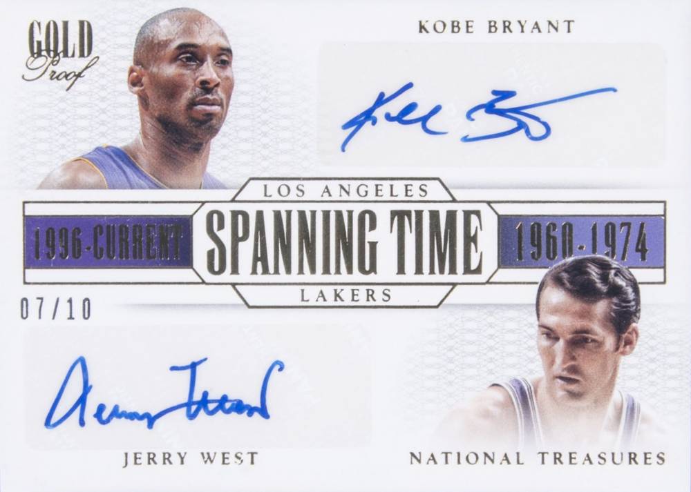 2013 Panini National Treasures Spanning Time Dual Signatures West/Bryant #ST-KJ Basketball Card