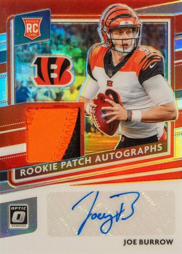 2020 Panini Donruss Optic Rookie Patch Autographs Joe Burrow #JB Football Card