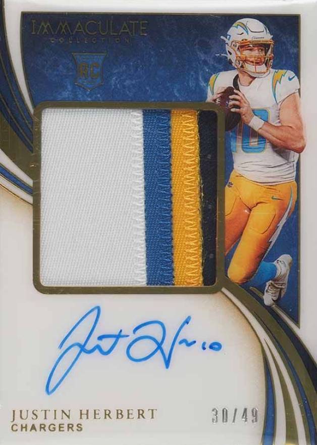 2020 Panini Immaculate Collection Premium Patch Rookie Autographs Justin Herbert #PPRJHE Football Card