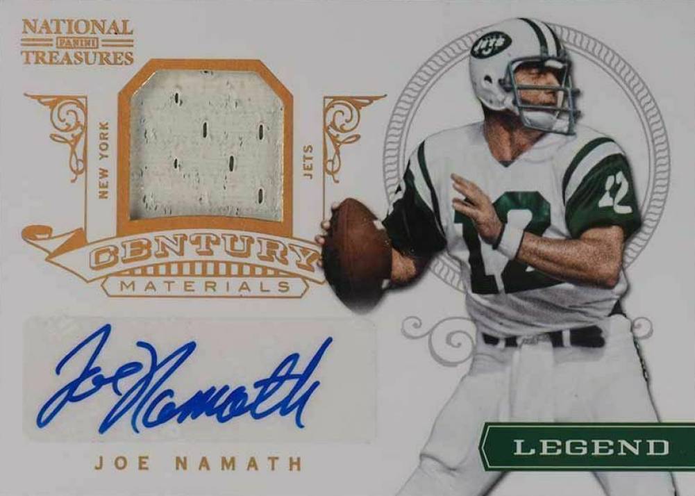 2012 Panini National Treasures Legend Century Materials Signature Joe Namath #71 Football Card