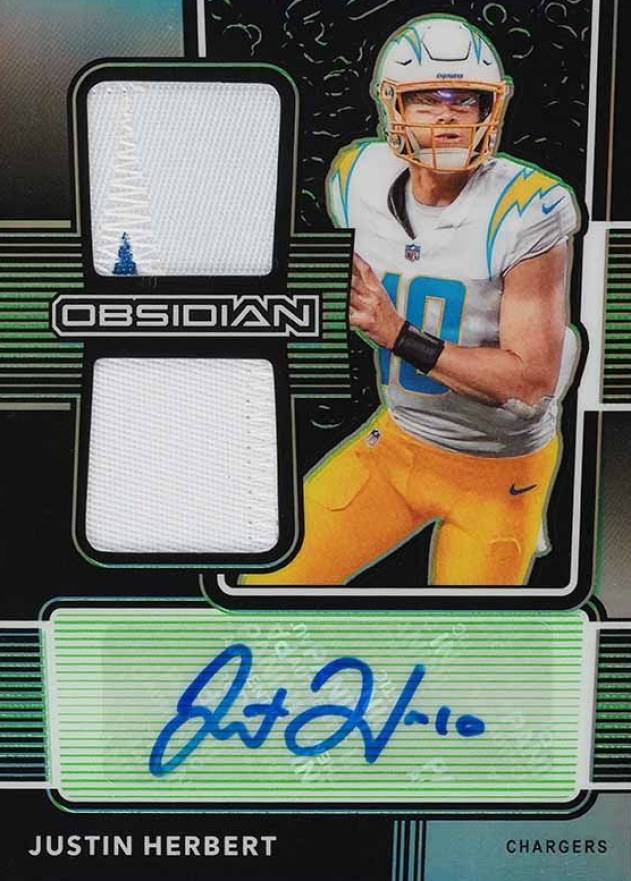 2020 Panini Obsidian Rookie Jersey Ink Justin Herbert #RJI4 Football Card