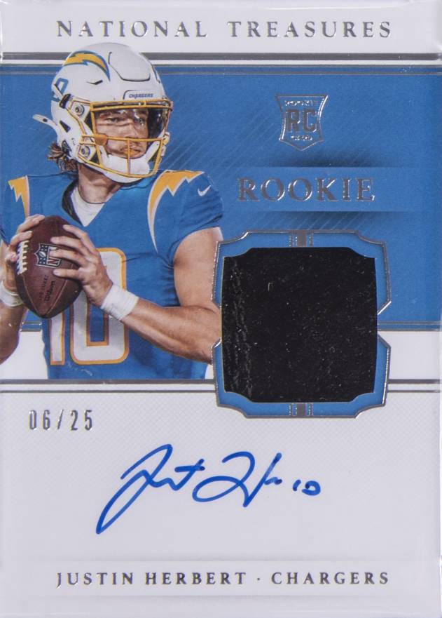 2020 Panini National Treasures Rookie Gloves Signatures Justin Herbert #JH Football Card