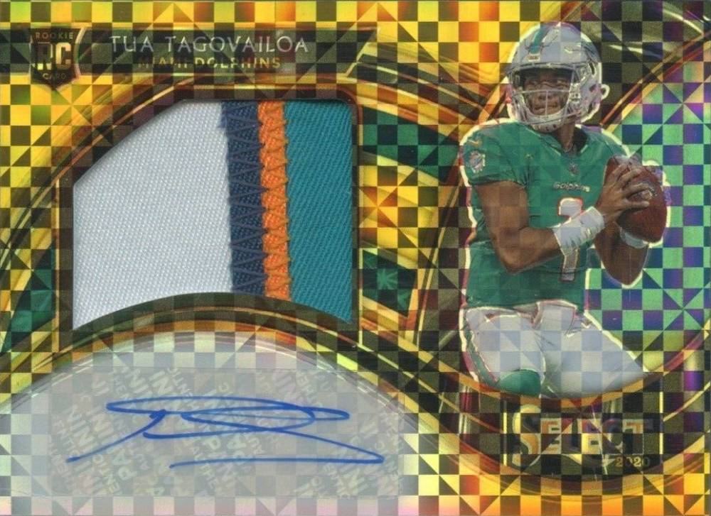 2020 Panini Select Jumbo Rookie Signature Swatch Prizm Tua Tagovailoa #TTA Football Card