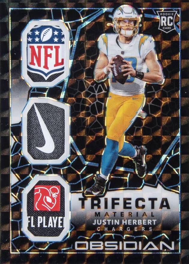 2020 Panini Obsidian Trifecta Material Justin Herbert #TM4 Football Card