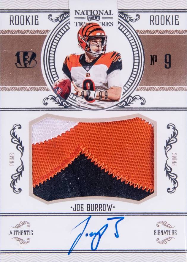 2020 Panini National Treasures Crossover Rookie Patch Autographs Joe Burrow #JB Football Card