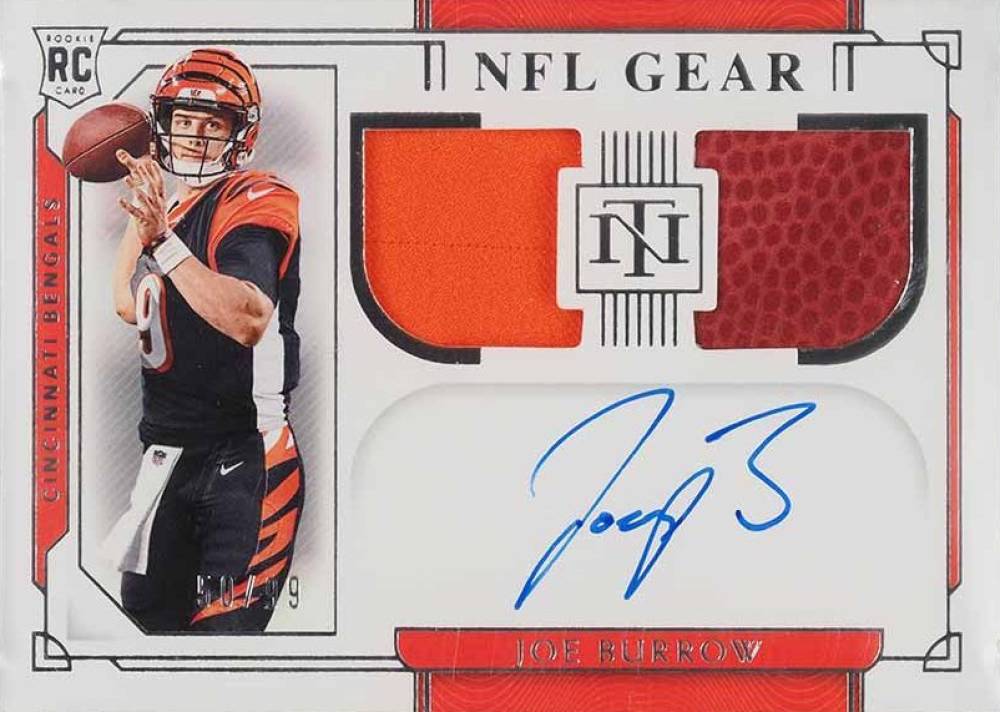 2020 Panini National Treasures Rookie NFL Gear Signatures Combos Joe Burrow #JB Football Card