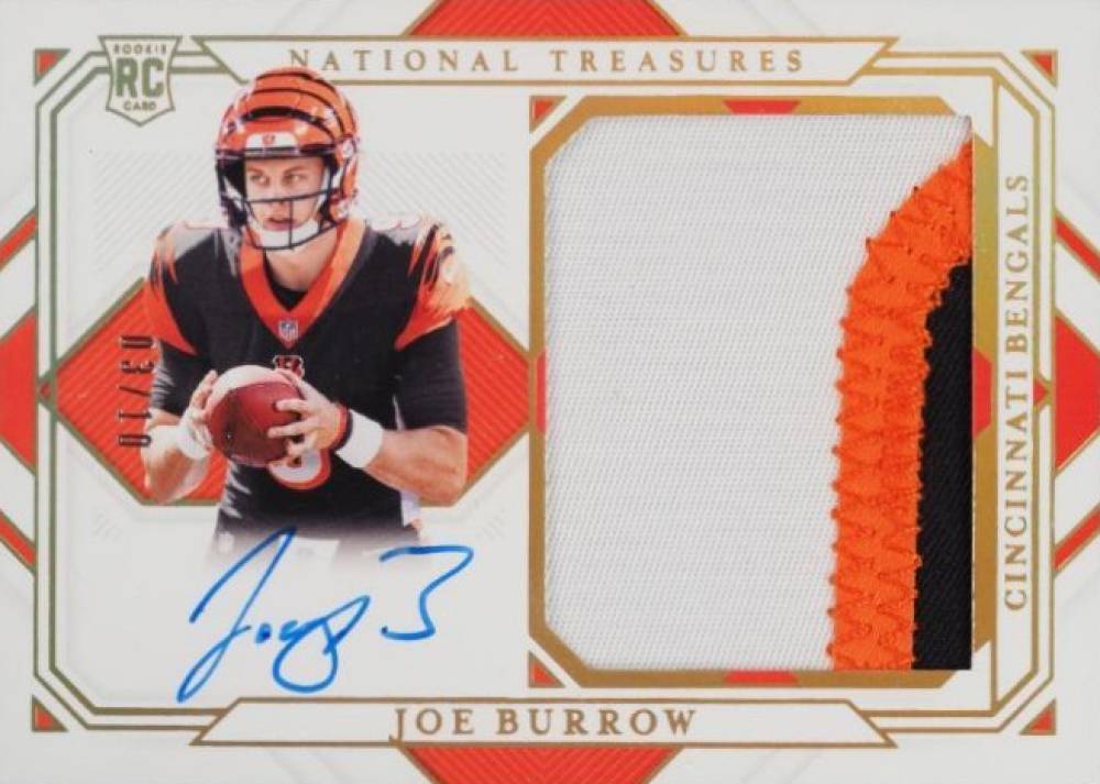 2020 Panini National Treasures Rookie Material Signatures Joe Burrow #JB Football Card