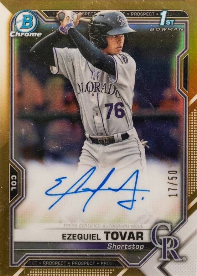 2021 Bowman Chrome Prospect Autographs Ezequiel Tovar #CPAETO Baseball Card