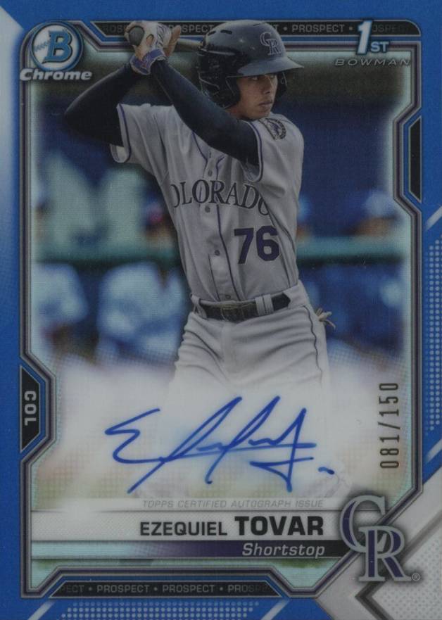 2021 Bowman Chrome Prospect Autographs Ezequiel Tovar #CPAETO Baseball Card