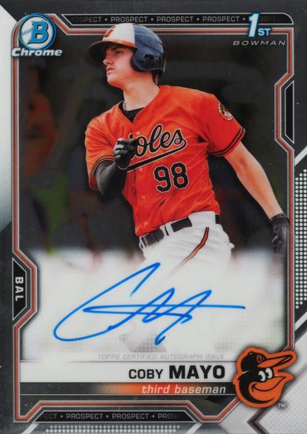 2021 Bowman Chrome Prospect Autographs Coby Mayo #CPACMA Baseball Card