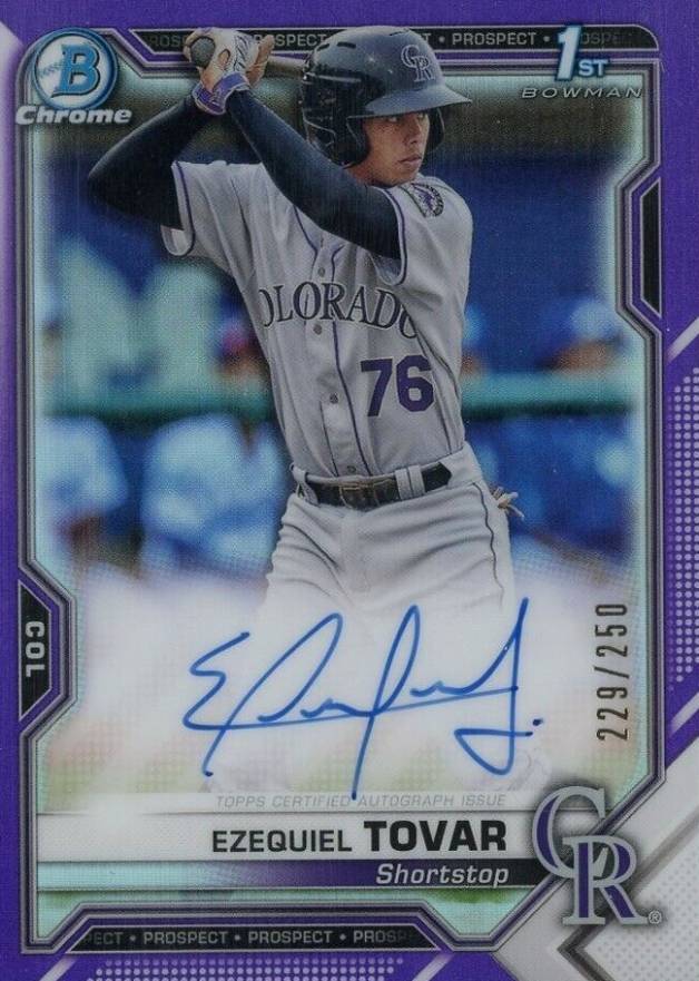 2021 Bowman Chrome Prospect Autographs Ezequiel Tovar #CPAETO Baseball Card