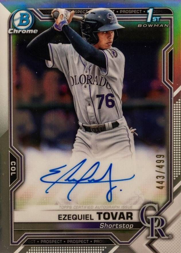 2021 Bowman Chrome Prospect Autographs Ezequiel Tovar #CPAETO Baseball Card