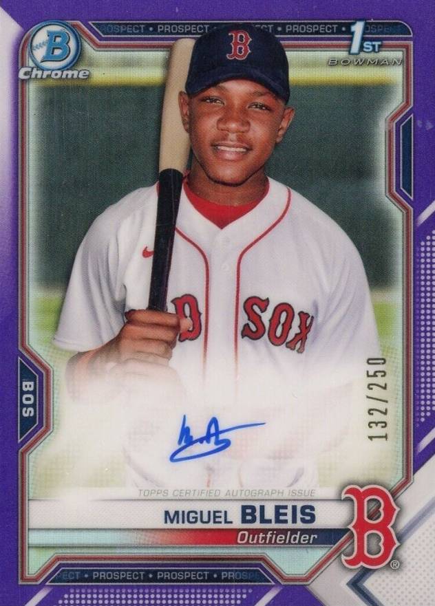 2021 Bowman Chrome Prospect Autographs Miguel Bleis #CPAMBL Baseball Card