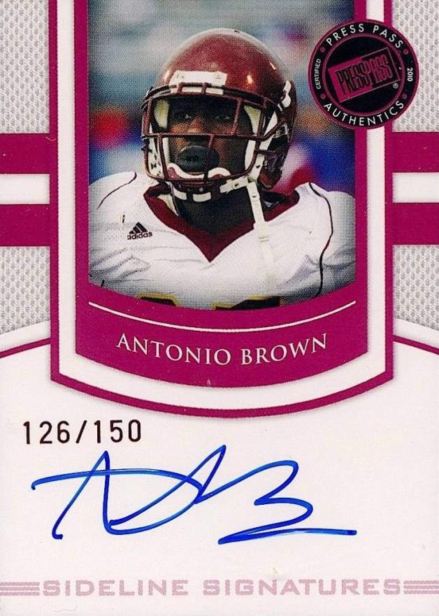 2010 Press Pass PE Sideline Signatures Antonio Brown #SS-AB Football Card