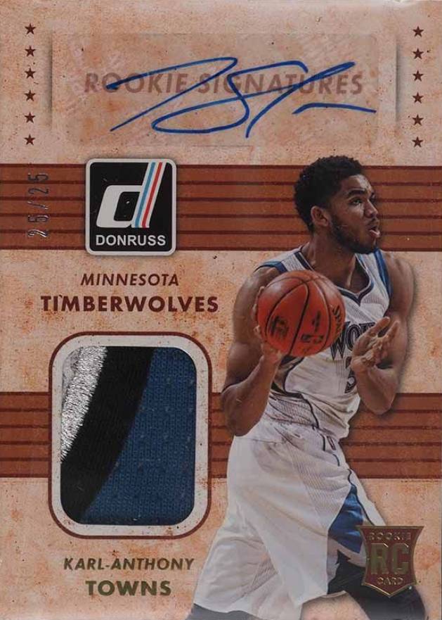 2015 Panini Donruss Rookie Materials Signature Karl-Anthony Towns #RMSKT Basketball Card