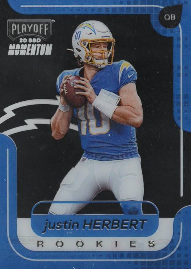 2020 Panini Chronicles Playoff Momentum Rookies Justin Herbert #M3 Football Card