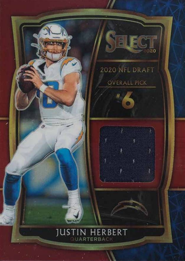 2020 Panini Select Draft Selections Memorabilia Prizm Justin Herbert #DSJHE Football Card