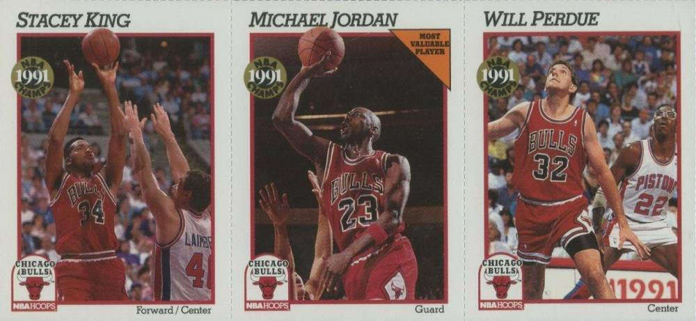 1991 Hoops Team Night Sheets Michael Jordan/Stacey King/Will Perdue # Basketball Card