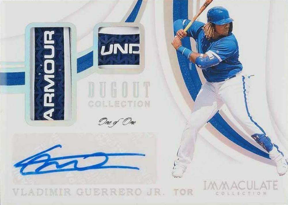 2019 Panini Immaculate Collection Dugout Collection Autograph Relics Vladimir Guerrero Jr. #DC-JR Baseball Card