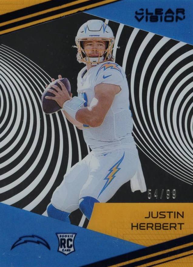 2020 Panini Chronicles Clear Vision Rookies Justin Herbert #CV3 Football Card