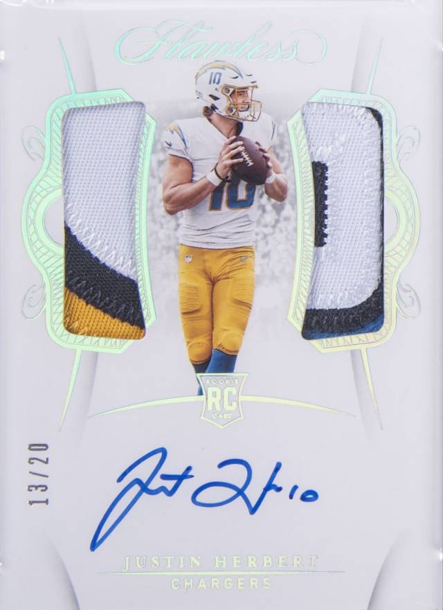 2020 Panini Flawless Rookie Dual Patch Autographs Justin Herbert #RDPAJH Football Card