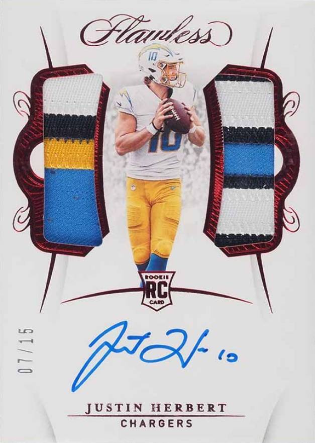 2020 Panini Flawless Rookie Dual Patch Autographs Justin Herbert #RDPAJH Football Card