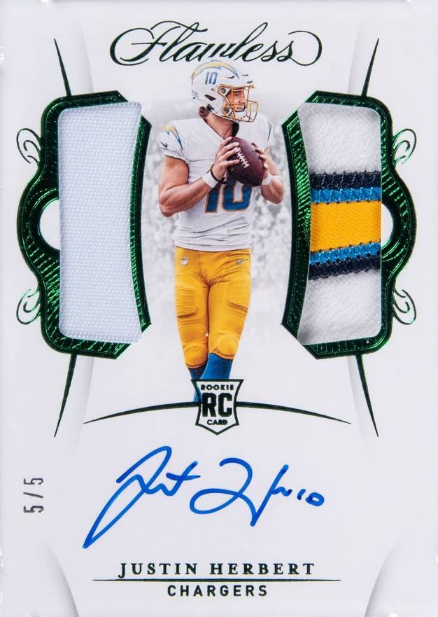 2020 Panini Flawless Rookie Dual Patch Autographs Justin Herbert #RDPAJH Football Card