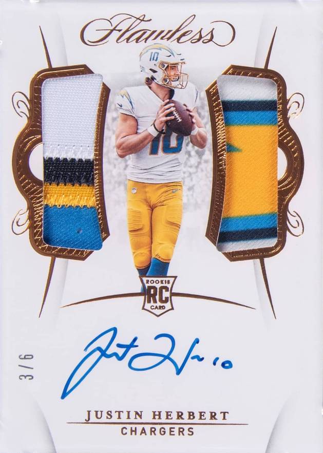 2020 Panini Flawless Rookie Dual Patch Autographs Justin Herbert #RDPAJH Football Card