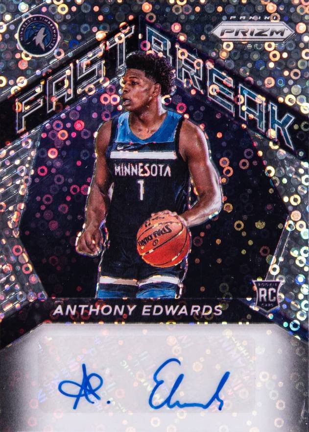 2020 Panini Prizm Fast Break Rookie Autographs Anthony Edwards #FRAEW Basketball Card