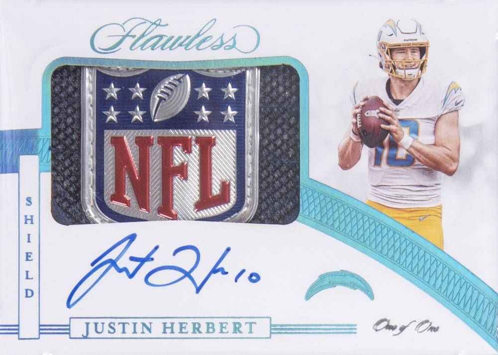 2020 Panini Flawless Shield Signatures 1/1 Justin Herbert #SLSJHE Football Card