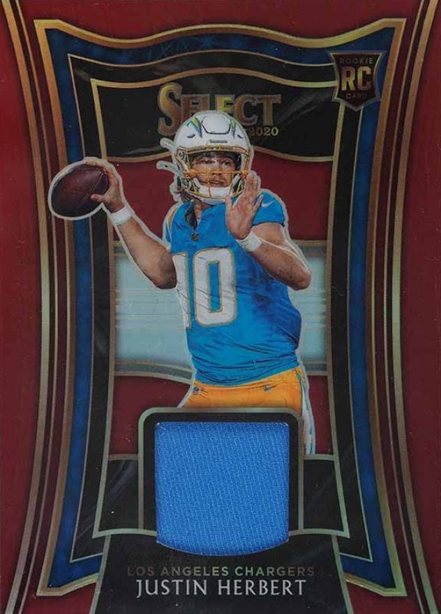 2020 Panini Select Rookie Swatches Prizm Justin Herbert #RSJHE Football Card