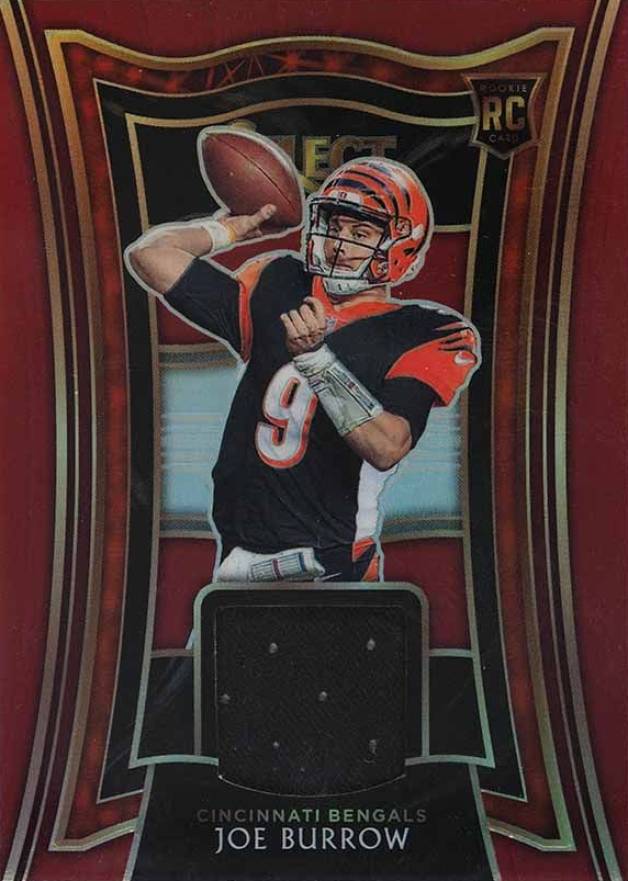 2020 Panini Select Rookie Swatches Prizm Joe Burrow #RSJBO Football Card