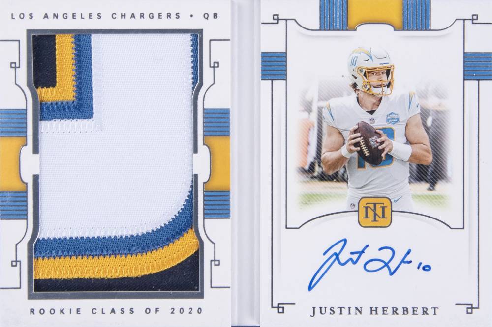 2020 Panini National Treasures Rookie Jumbo Materials Prime Signature Booklets Justin Herbert #RJB-JH Football Card