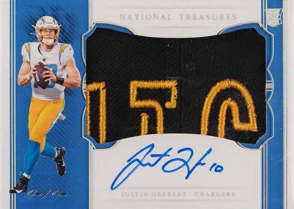 2020 Panini National Treasures Rookie Hats Off Signatures Justin Herbert #JH Football Card