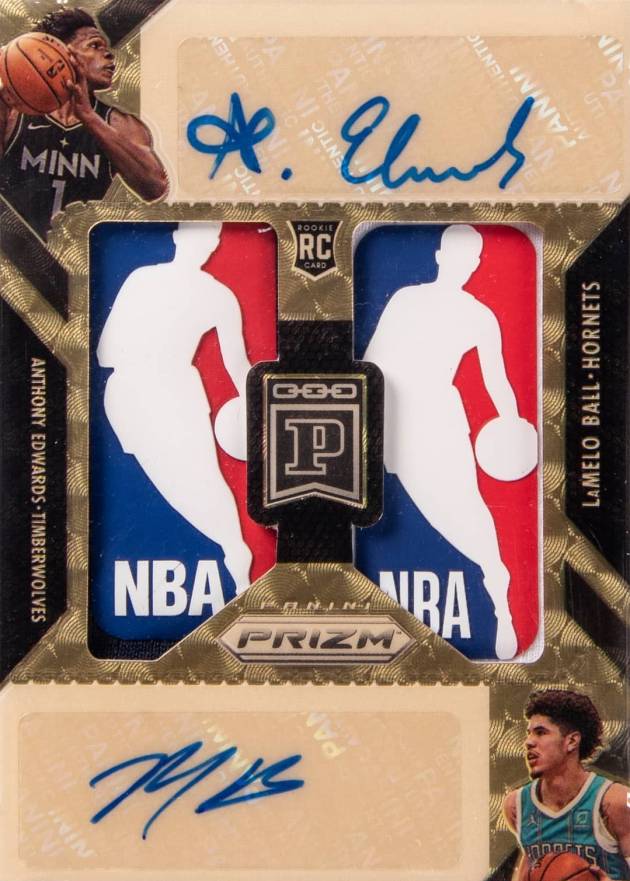 2021 Panini Prizm Blockchain NBA Dual Logoman Autographs 1/1 Anthony Edwards/LaMelo Ball #DLA-LB Basketball Card