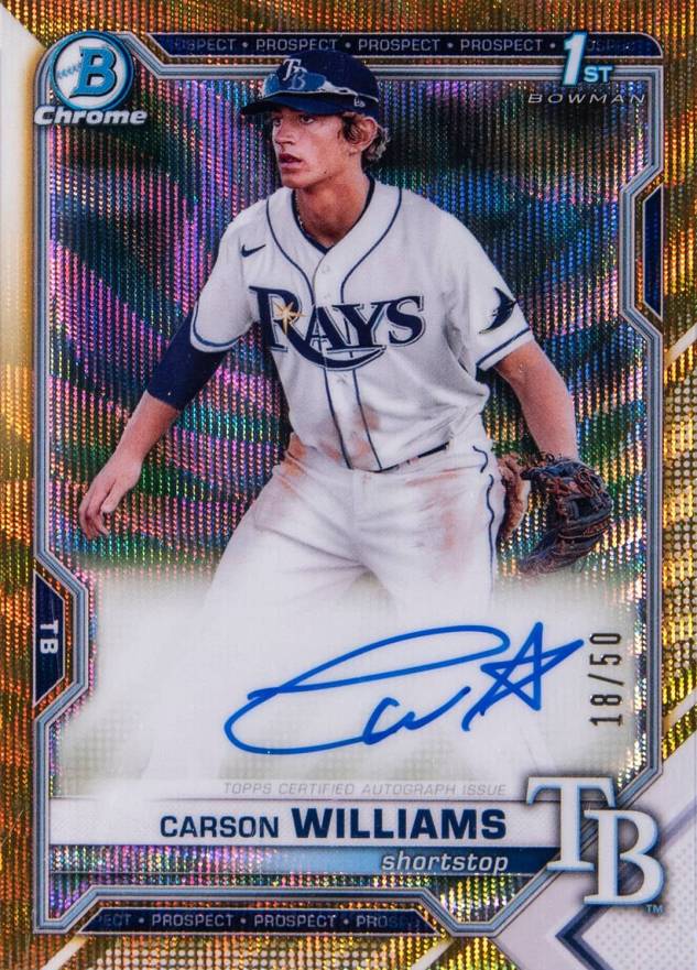 2021 Bowman Draft Chrome Draft Pick Autographs Carson Williams #CDACW Baseball Card