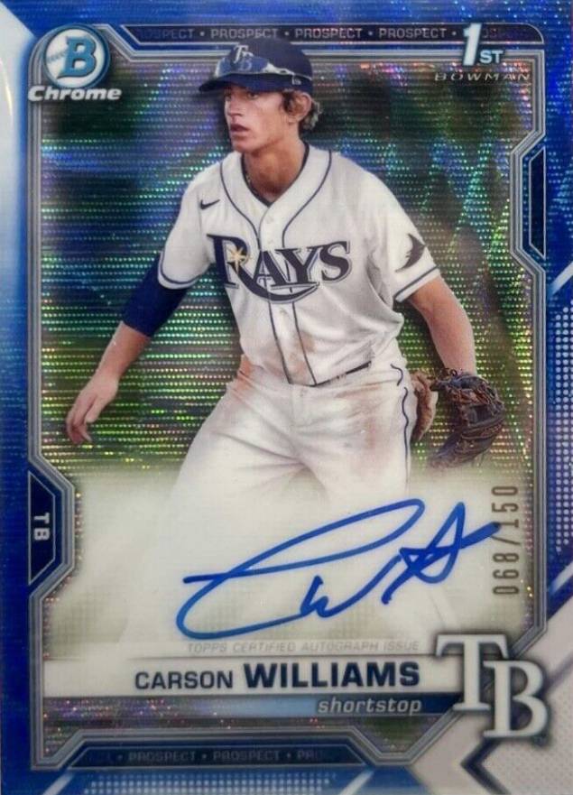 2021 Bowman Draft Chrome Draft Pick Autographs Carson Williams #CDACW Baseball Card