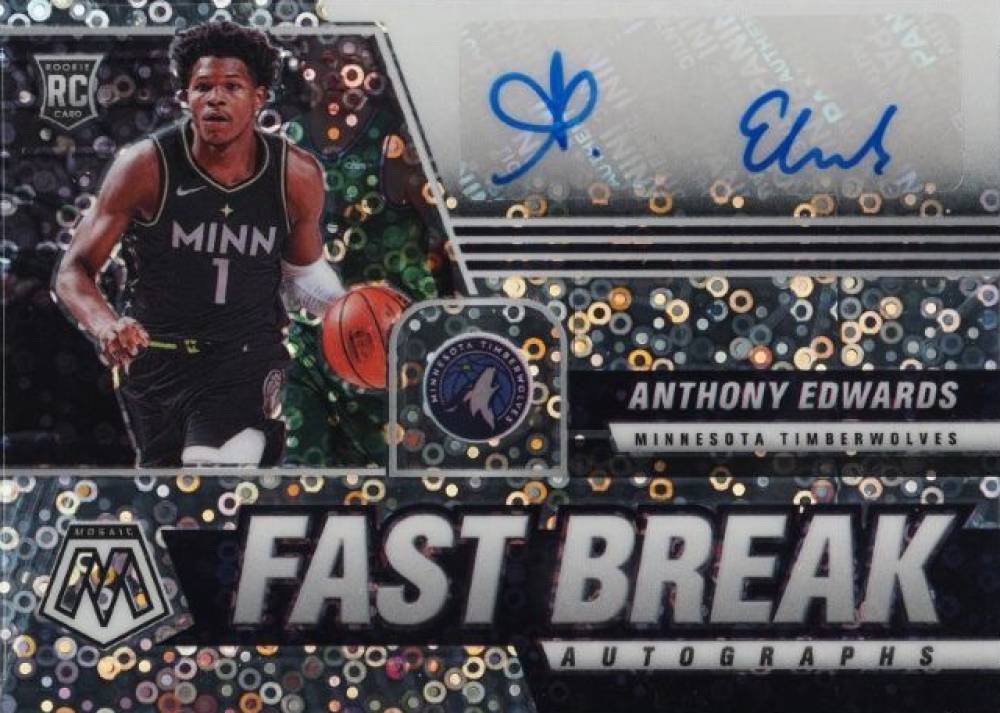 2020 Panini Mosaic Autographs Fast Break Anthony Edwards #FBAED Basketball Card