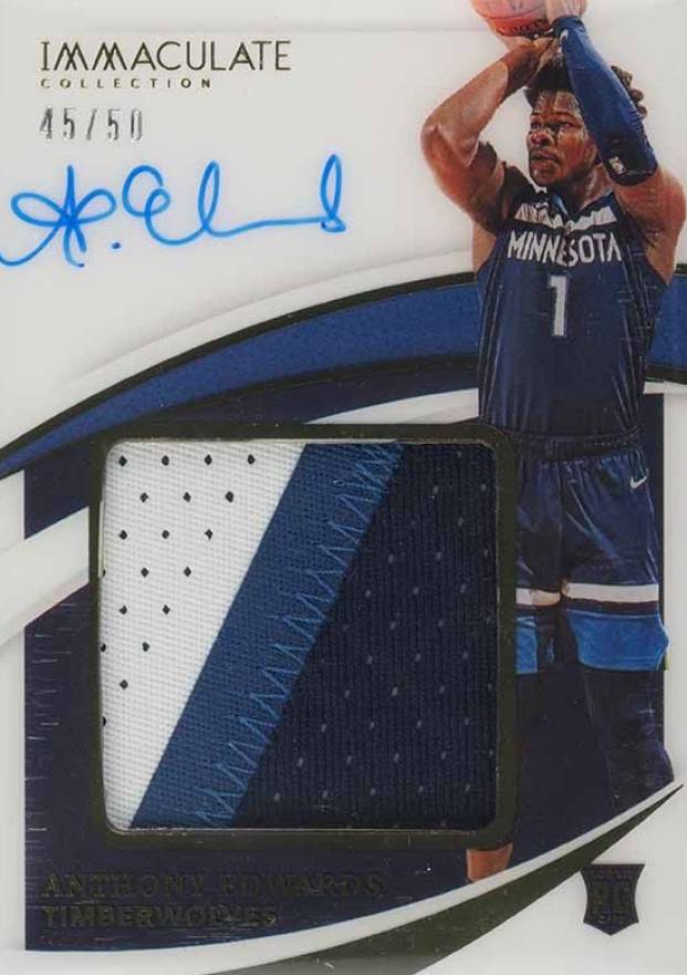 2020 Panini Immaculate Collection Premium Patch Autographs Anthony Edwards #PPAAED Basketball Card