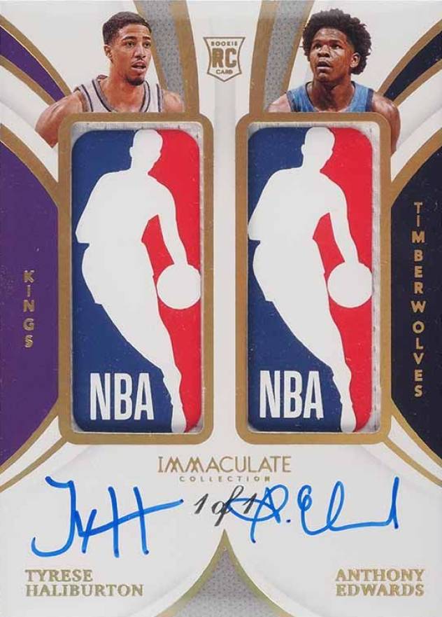 2020 Panini Immaculate Collection Dual Rookie Logoman Autographs Haliburton/Edwards #DRL-TAE Basketball Card