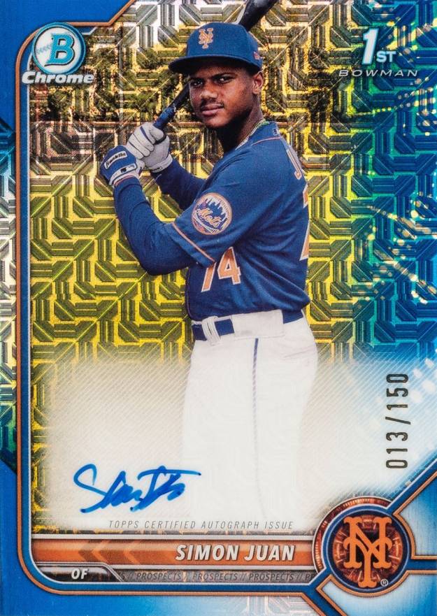 2022 Bowman Chrome Prospect Autographs Simon Juan #CPASJ Baseball Card