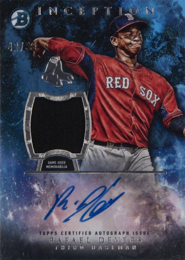 2016 Bowman Inception Relic Autograph Rafael Devers #IARRD Baseball Card