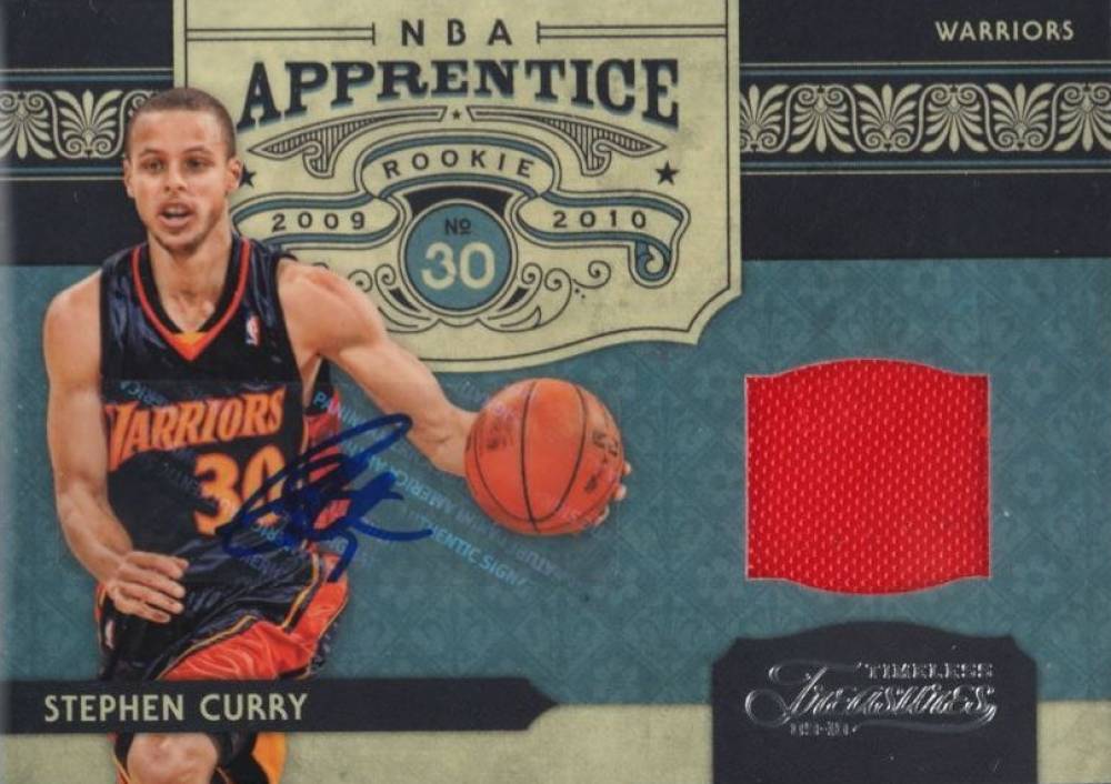 2009 Panini Timeless Treasures NBA Apprentice Materials Signatures Stephen Curry #6 Basketball Card