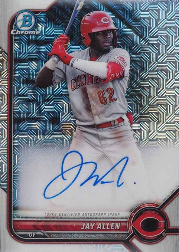 2022 Bowman Mega Box Chrome Autographs Jay Allen #BMAJA Baseball Card