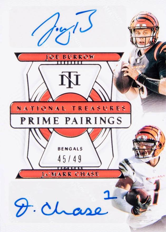 2021 Panini National Treasures Prime Pairings Autographs Ja'Marr Chase/Joe Burrow #JJ Football Card