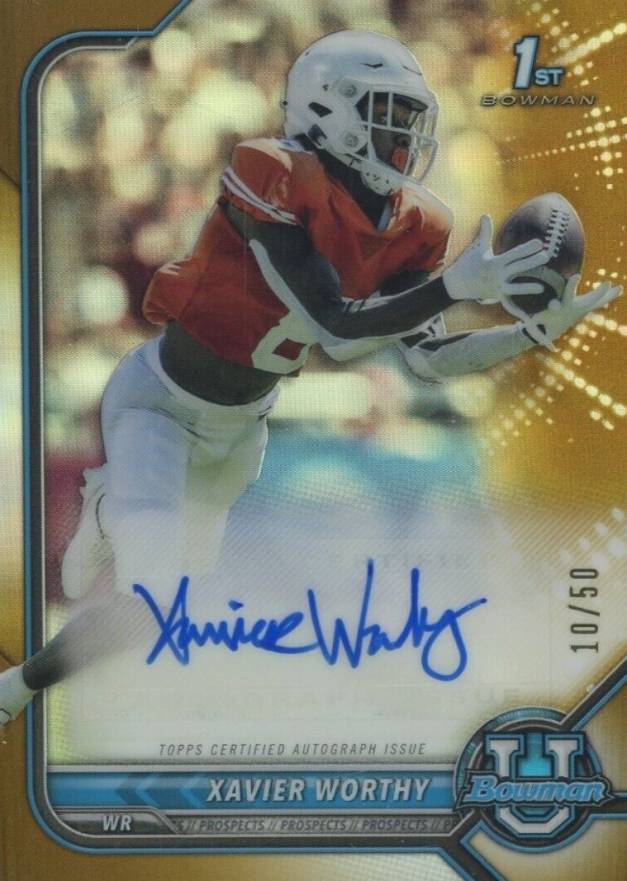 2021 Bowman University Chrome Prospect Autographs Xavier Worthy #XW Football Card