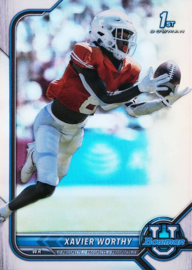 2021 Bowman University Chrome Prospects Xavier Worthy #61 Football Card