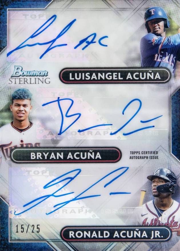 2022 Bowman Sterling Triple Refractor Autographs Bryan Acuna/Luisangel Acuna/Ronald Acuna Jr. #AAA Baseball Card