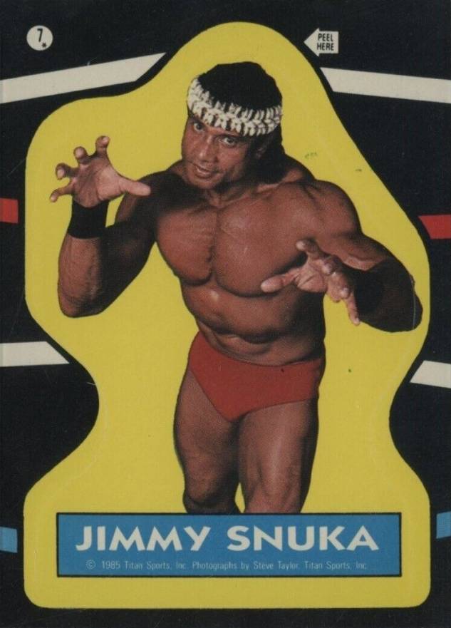 1985 O-Pee-Chee WWF Pro Wrestling Stars Sticker Jimmy Snuka #7 Other Sports Card